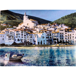 Cadaqués sobre tela de lino - Olga Alén Maken