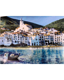 Cadaqués sobre tela de lino - Olga Alén Maken